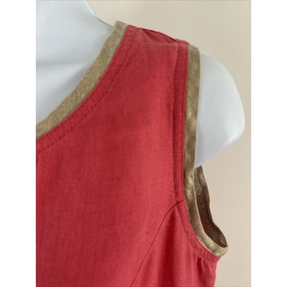 AB NAHLIK Pink/Beige Trim Sleeveless Linen Shift Dress Sz 38 US Medium - Picture 2 of 5
